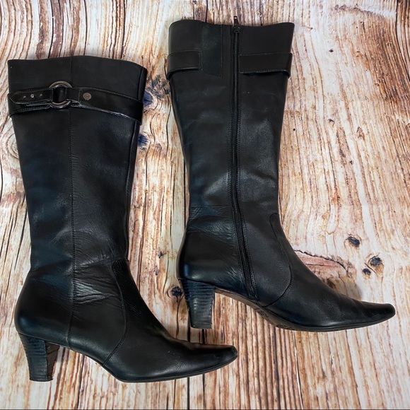 Anne Klein kitten heel black knee high boots - Picture 4 of 9